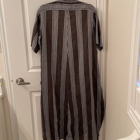 KENZO Paris : cotton linen button up t-shirt dress. Sexy slits for fun - Picture 3 of 5